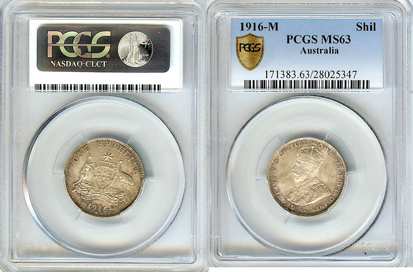 Australian Shilling 1916 PCGS MS63